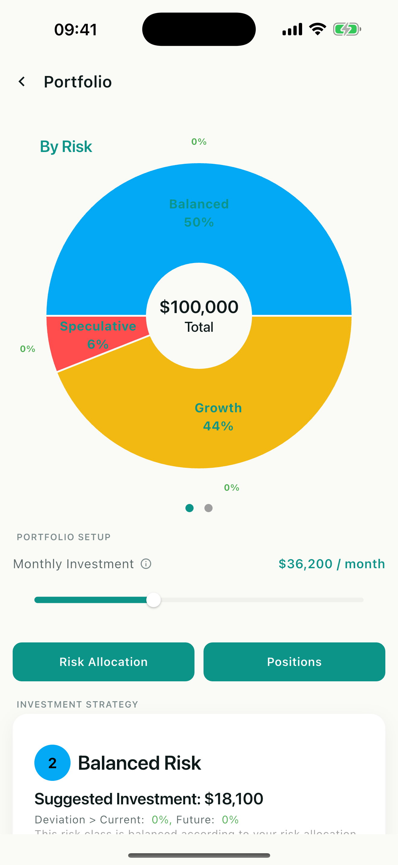 FinRoad portfolio allocation screen